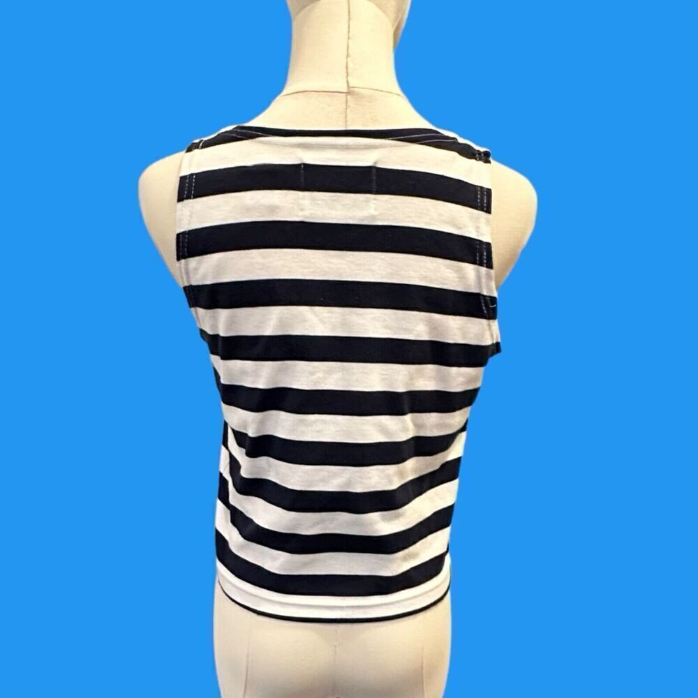 EJ Gitano Eva Joia Rene Dabah Vintage 80's Navy Blue White Tank Top Shirt L - Picture 3 of 11